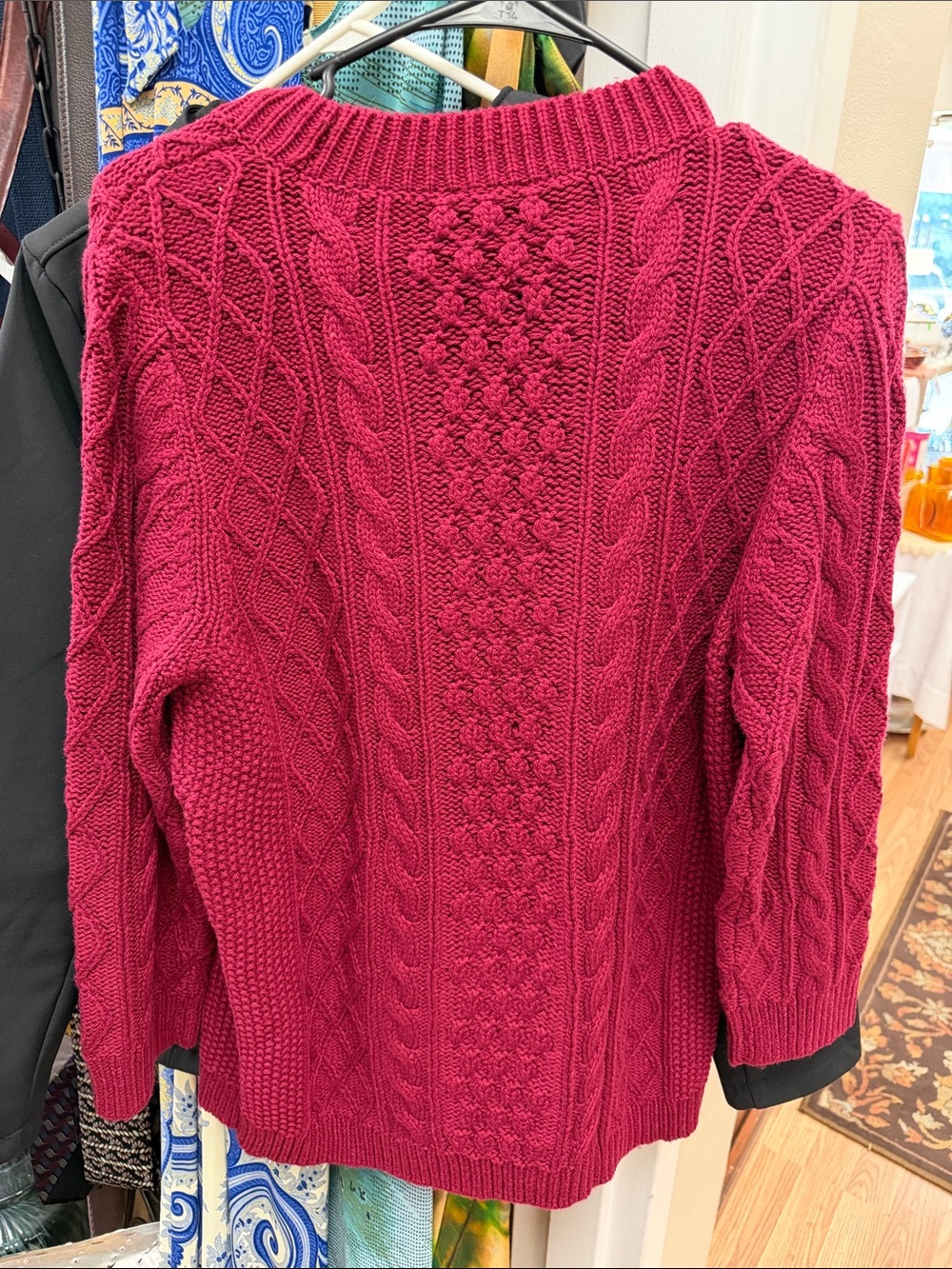 Talbots Raspberry Cable Knit Crewneck Sweater - Picture 3 of 3